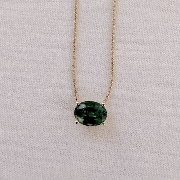 14k green sapphire necklace - Picture 1 of 2
